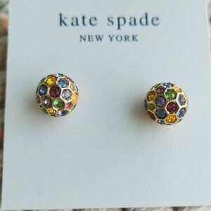 Kate Spade On The Ball Gold Sphere Stud Earrings Multi Color Glam Style